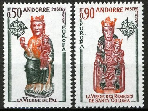 Poštové známky Andorra Fr. 1974 Európa CEPT, sochy Mi# 258-59 Kat 18€