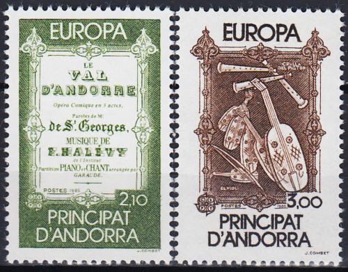 Poštové známky Andorra Fr. 1985 Európa CEPT, rok hudby Mi# 360-61 Kat 8€