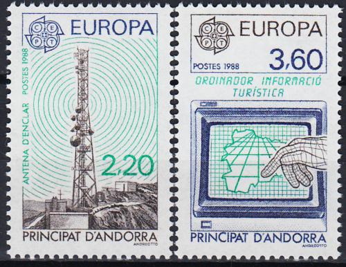 Poštové známky Andorra Fr. 1988 Európa CEPT, doprava a komunikace Mi# 390-91 Kat 8€
