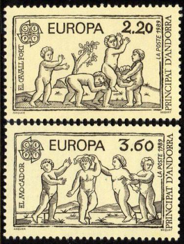 Poštové známky Andorra Fr. 1989 Európa CEPT, dìtské hry Mi# 399-400 Kat 7.50€
