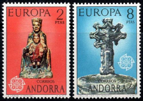 Poštové známky Andorra Šp. 1974 Európa CEPT, sochy Mi# 88-89 Kat 4.50€
