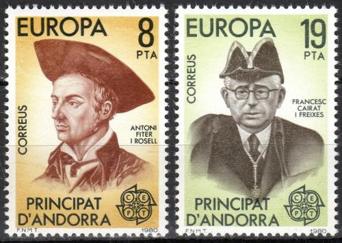 Poštové známky Andorra Šp. 1980 Európa CEPT, osobnosti Mi# 131-32