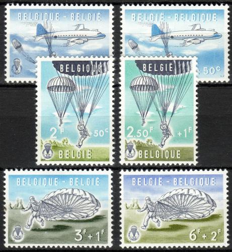 Poštové známky Belgicko 1960 Seskok padákem Mi# 1190-95 Kat 20€