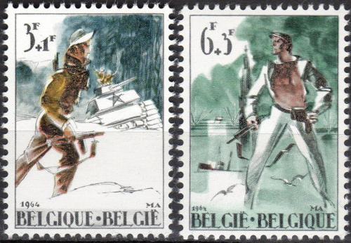 Poštové známky Belgicko 1964 Vojenské uniformy Mi# 1356-57
