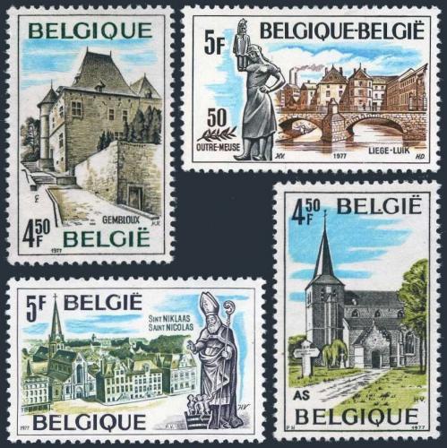 Poštové známky Belgicko 1977 Turistické zaujímavosti Mi# 1922-25