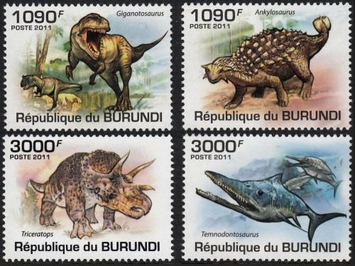Potov znmky Burundi 2011 Dinosaury Mi# 2102-05 Kat 9.50