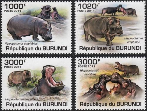 Potov znmky Burundi 2011 Hrochy Mi# 1982-85 Kat 9.50