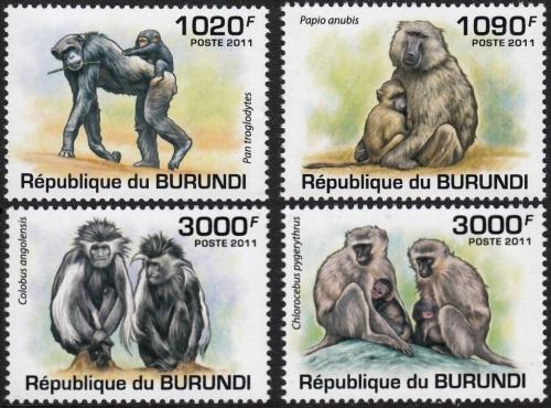 Potov znmky Burundi 2011 Opice Mi# 2078-81 Kat 9.50 - zvi obrzok