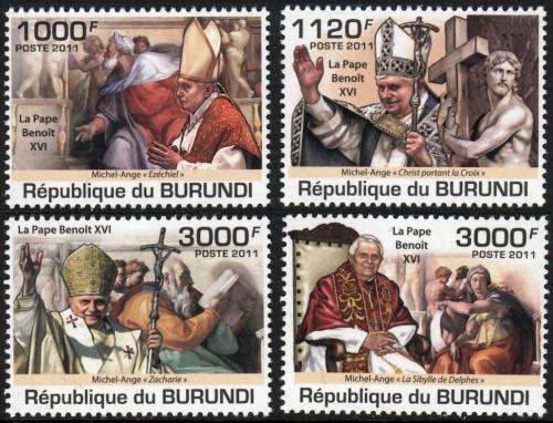 Potovn znmky Burundi 2011 Pape Benedikt XVI. Mi# 2186-89 Kat 9.50