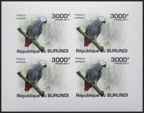 Potov znmky Burundi 2011 Papouek ed neperf. Mi# 1977 B Bogen - zvi obrzok