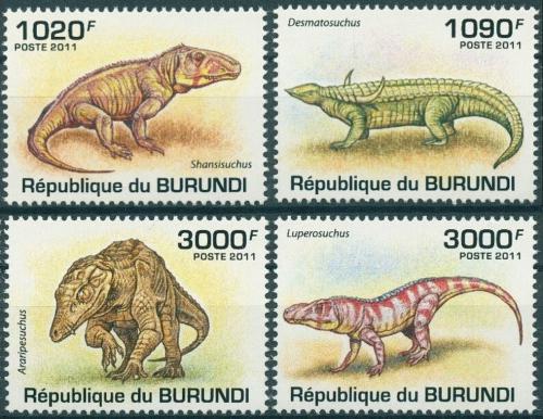 Potovn znmky Burundi 2011 Prehistorit krokodli Mi# 2070-73 Kat 9.50