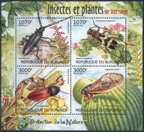 Poštové známky Burundi 2012 Chrobáky Mi# 2535-38 Bogen Kat 10€