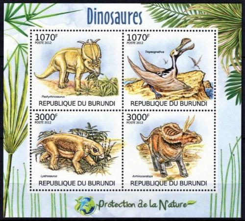 Poštovní známky Burundi 2012 Dinosauøi Mi# 2555-58 Bogen Kat 10€