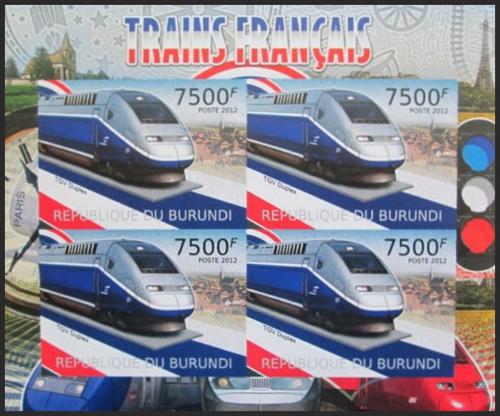 Potov znmky Burundi 2012 Franczsk lokomotvy neperf. Mi# 2457 B - zvi obrzok
