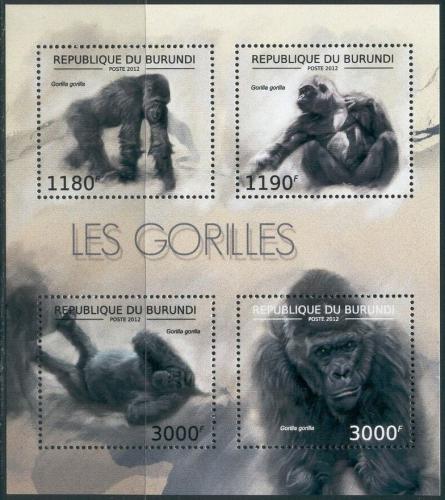 Poštové známky Burundi 2012 Gorila západní Mi# 2848-51 Bogen Kat 10€