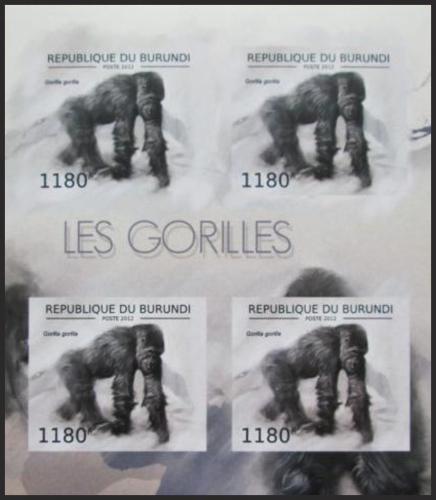 Potov znmky Burundi 2012 Gorila zpadn neperf. Mi# 2848 B Bogen  - zvi obrzok