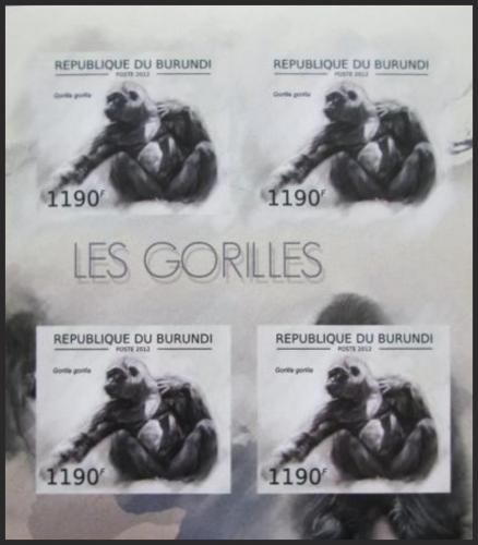Potov znmky Burundi 2012 Gorila zpadn neperf. Mi# 2849 B Bogen