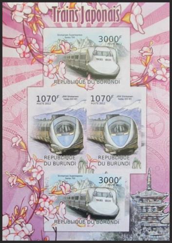 Potov znmky Burundi 2012 Japonsk lokomotvy neperf. Mi# 2453,2455 B Bogen - zvi obrzok
