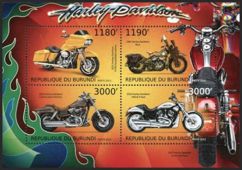 Potov znmky Burundi 2012 Motocykle Harley Davidson Mi# 2928-31 Bogen Kat 10