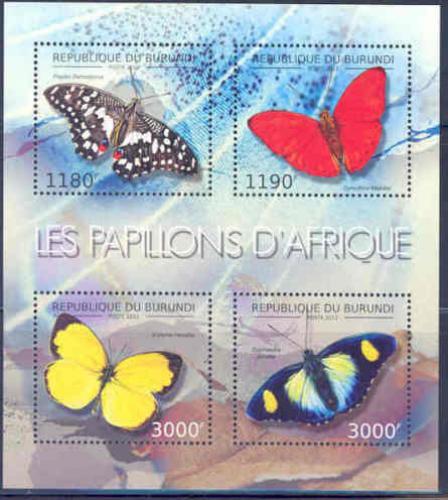 Poštové známky Burundi 2012 Motýle Mi# 2762-65 Bogen Kat 10€