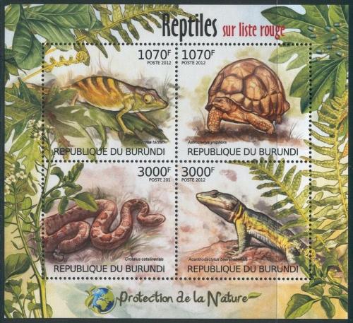 Poštové známky Burundi 2012 Obojživelníky a plazy Mi# Mi# 2560-63 Bogen Kat 10€