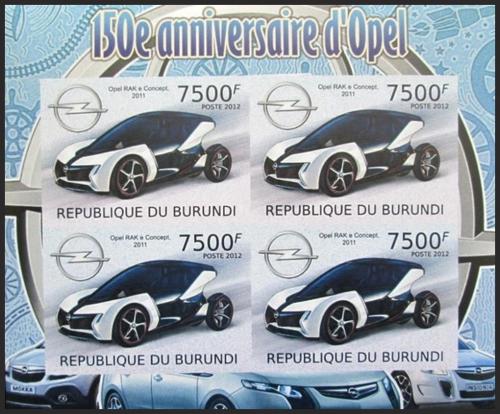 Potov znmky Burundi 2012 Opel, 150. vroie neperf. Mi# Block 215 B - zvi obrzok