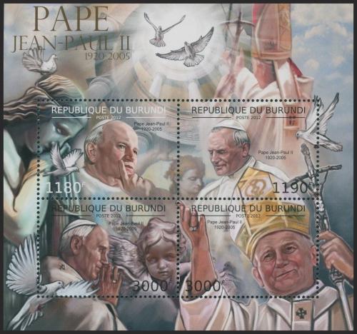 Potov znmky Burundi 2012 Pape Jan Pavel II. Mi# 2690-93 Kat 10 - zvi obrzok