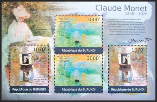 Potov znmky Burundi 2012 Umenie, Claude Monet DELUXE Mi# 2355,2357 Kat 10
