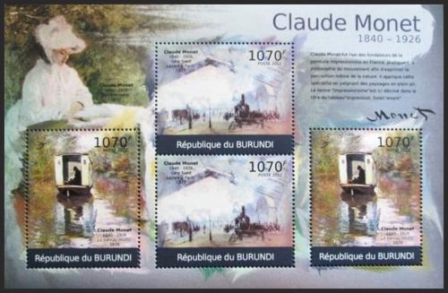 Potov znmky Burundi 2012 Umenie, Claude Monet DELUXE Mi# 2355-56 Kat 10
