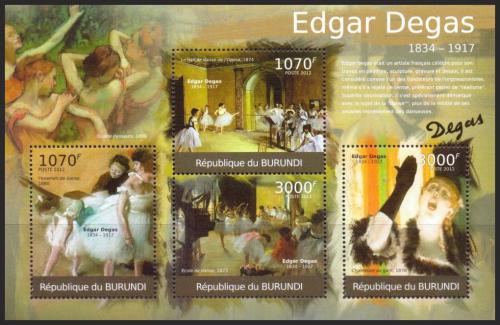 Potov znmky Burundi 2012 Umenie, Edgar Degas Mi# 2347-50 Kat 10 - zvi obrzok