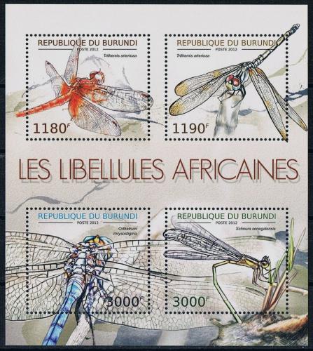 Poštové známky Burundi 2012 Vážky Mi# 2773-76 Bogen Kat 10€