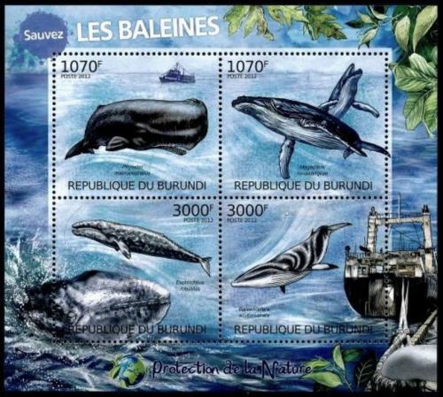 Poštové známky Burundi 2012 Ve¾ryby Mi# 2605-08 Bogen Kat 9.50€