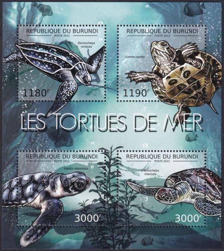 Potov znmky Burundi 2012 Korytnaky 1A Mi# 2788-91 Bogen Kat 10