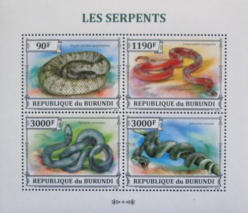 Poštové známky Burundi 2013 Hady Mi# 3223-26 Bogen Kat 8.90€