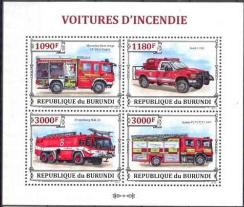 Poštové známky Burundi 2013 Hasièská autá Mi# 3298-3301 Bogen Kat 10€