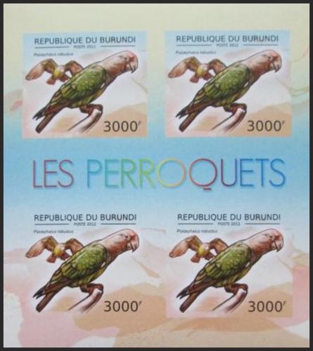 Potov znmky Burundi 2012 Papouek kapsk neperf. Mi# 2815 B Bogen