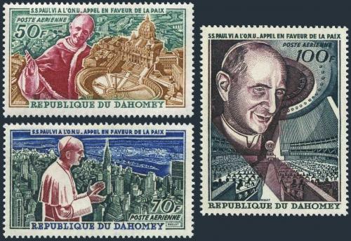Potov znmky Dahomey 1966 Pape Pavel VI. Mi# 282-84