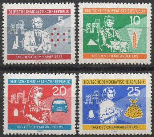Poštové známky DDR 1960 Pracovníci v chemickém prùmyslu Mi# 800-03