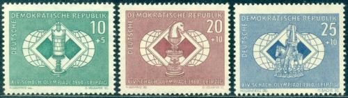 Poštové známky DDR 1960 Šachová olympiáda Mi# 786-88