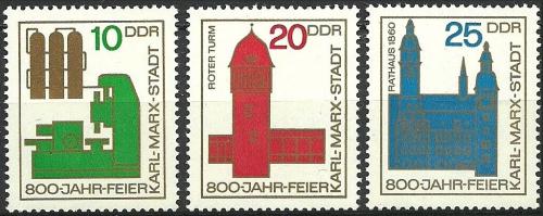 Potov znmky DDR 1965 Chemnitz, Karl-Marx-Stadt Mi# 1117-19 - zvi obrzok