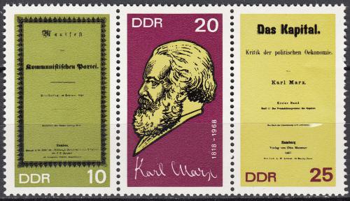Potov znmky DDR 1968 Karl Marx Mi# 1365-67 - zvi obrzok