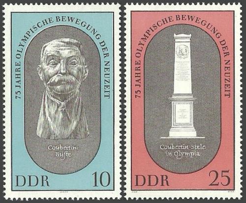 Poštové známky DDR 1969 Olympijské hnutí, 75. výroèie Mi# 1489-90