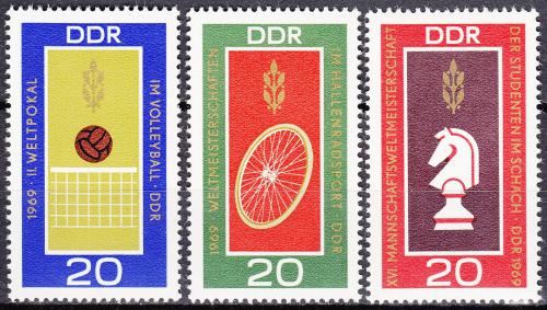 Poštové známky DDR 1969 Šport Mi# 1491-93