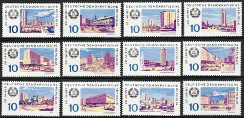Poštové známky DDR 1969 Vznik republiky, 20. výroèie Mi# 1495-1506