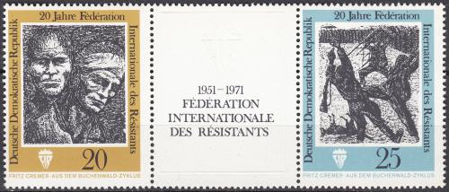 Potov znmky DDR 1971 Mezinrodn federace astnk odboje Mi# 1680-81 - zvi obrzok