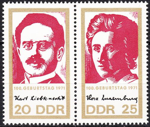 Potov znmky DDR 1971 Rosa Luxemburg a Karl Liebknecht Mi# 1650-51 - zvi obrzok