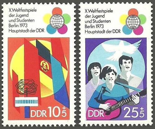 Poštové známky DDR 1973 Festival mládeže Mi# 1829-30