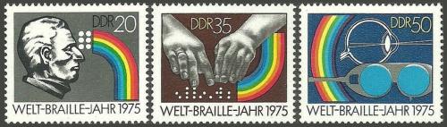 Poštovní známky DDR 1975 Louis Braille Mi# 2090-92