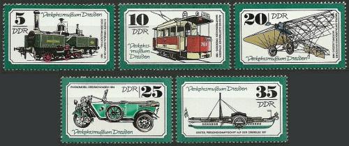 Poštové známky DDR 1977 Dopravní múzeum v Drážïanech Mi# 2254-58