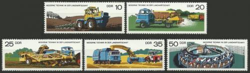 Poštové známky DDR 1977 Moderní technika v zemìdìlství Mi# 2236-40